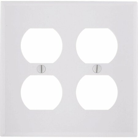 LEVITON 2-Gang Smooth Plastic Outlet Wall Plate, White 001-88016